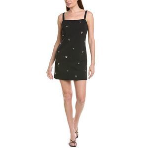 Milly Womens Colette Heart Applique Mini Dress, Black